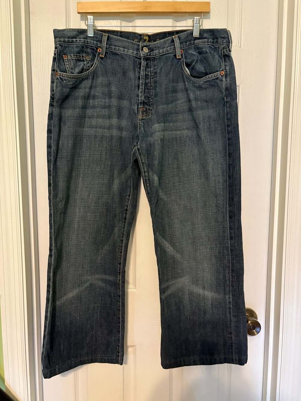 7 For All Mankind Men's Button Fly Blue Denim Jeans Size 38x27